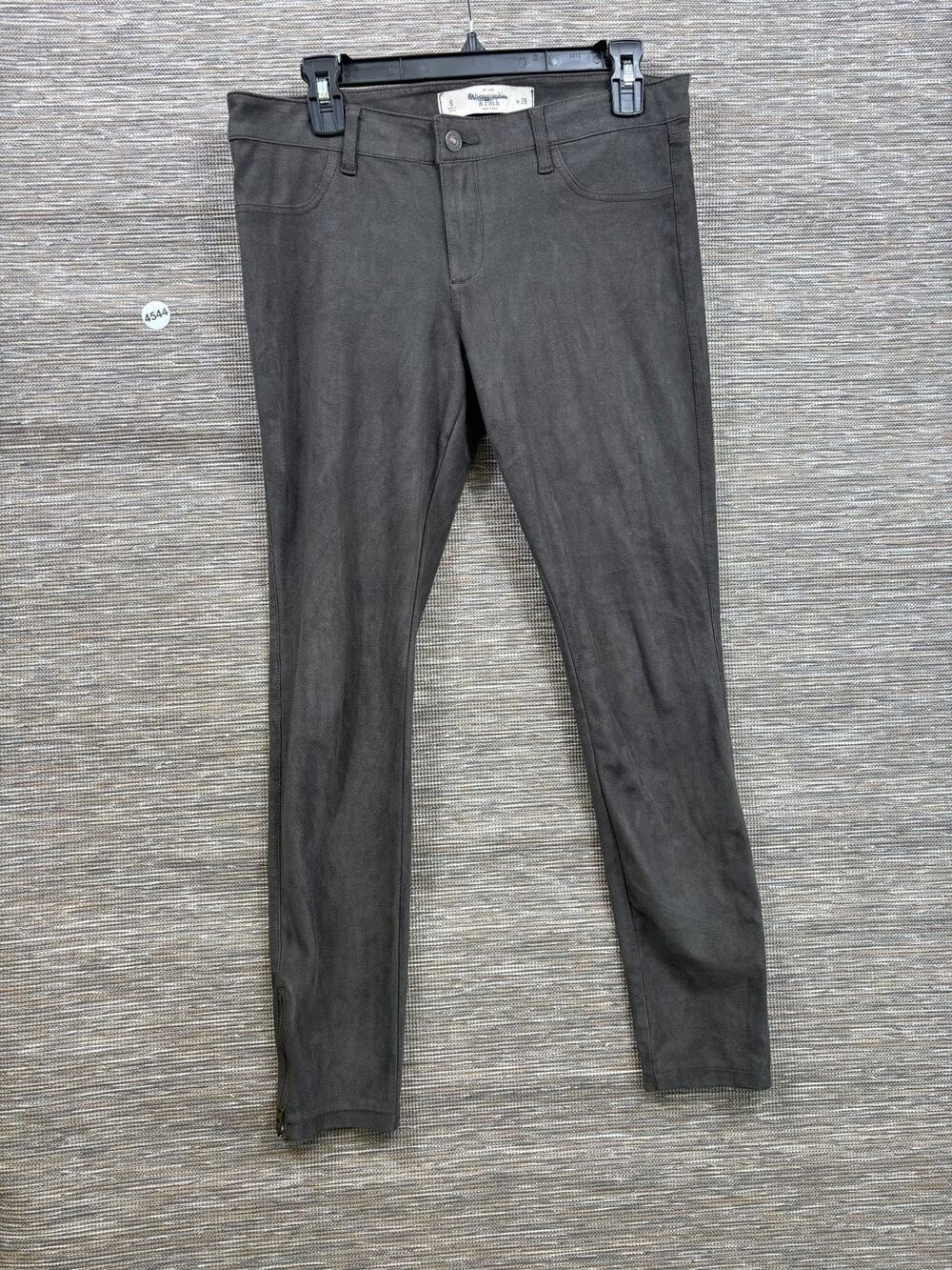 Abercrombie & Fitch Jegging Pants Womens Sz 6 Gray Faux Suede Ankle Zip Stretch